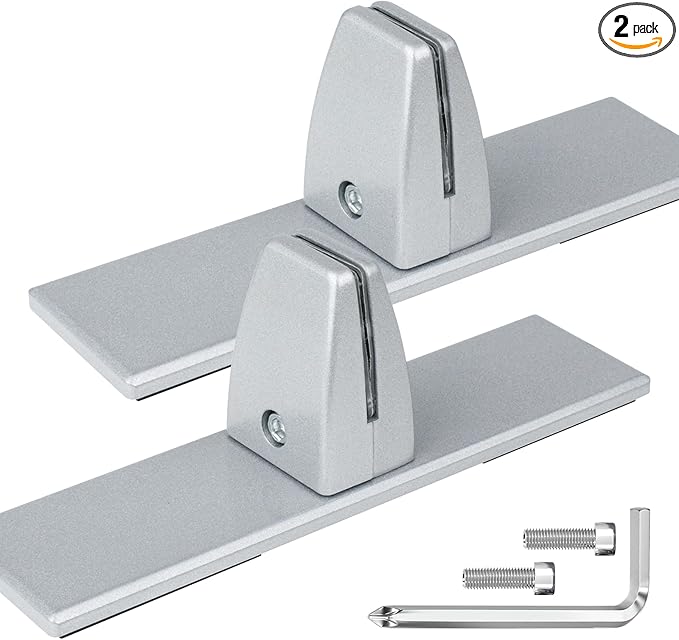 2 Packs Sneeze Guard Clamp Bracket, Sneeze Guard Shield Base for Countertop, Stick On Heavy Duty Auminum Partition Guard Clamp, Panel Support Clamps Stand for Clear Acrylic Desktop Counter Reception