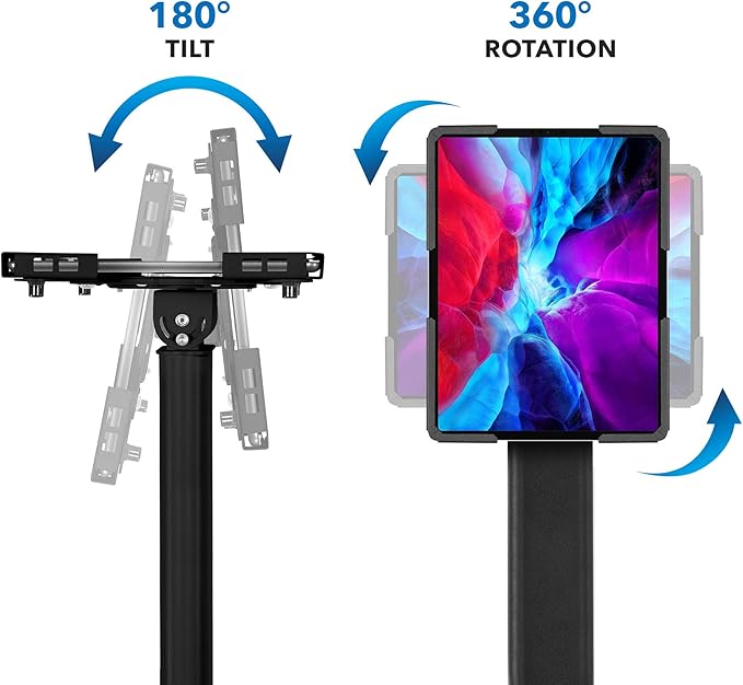 Mount-It! Anti-Theft Universal Tablet Kiosk Stand, Fits iPad Pro, Galaxy Tab, Surface Pro 9.7-13 Inch Tablets | Adjustable Floor Stand with Secure Locking for Retail, Trade Shows, POS, and Public Use
