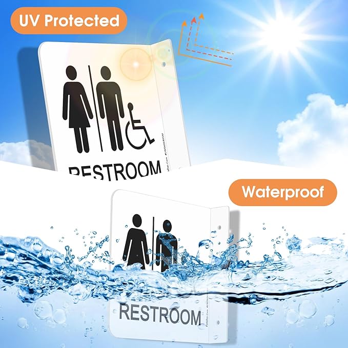 Faittoo Restroom Sign, Bathroom Signs, 2 Pack 6 x 6 Inches Acrylic Sign, for Office or Business Bathroom and Toilet Door or Wall Decor, Indoor Outdoor Use (Men and women with Handicap)