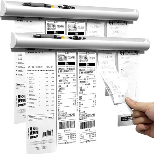 2 Pack Ticket Holders Receipt Holder for Restaurant, No Drill Restaurant Order Ticket Holders for Kitchen Office Walls Refrigerator Home Pubs Bars Cafes(19.6 Inch, Sliiver, 2p)