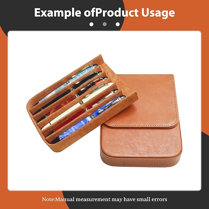 MIVLXLX Leather 6 Fountain Pen/Pencil Tray Case, Handmade, Magnetic Closure with Drawer Design, Gift Choice for Man/Woman/Office, 6 Slots（brown）