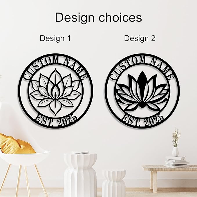 Personalized Lotus Metal Sign, Custom Lotus Flower Wall Decor, Zen Metal Wall Art for Bedroom Bathroom Garden, Yoga Studio and Housewarming Gift