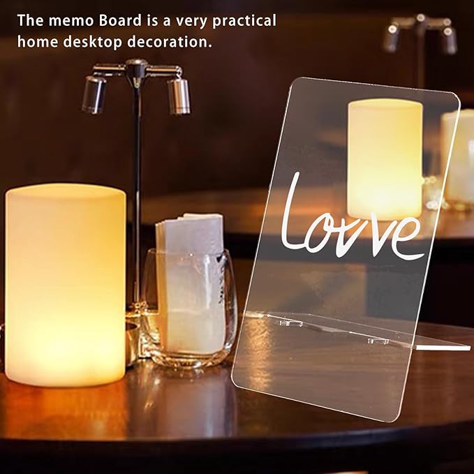 Generic 3pcs Acrylic Writing Memo Boards with Stand 9X15Cm Dry Erase Desktop Message Boards for Office and Student Use