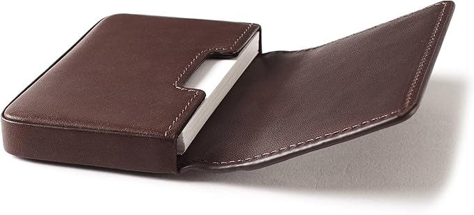 Leatherology Premium Mahogany Business Card Case, Magnetic Closure ID Holder, Full Grain Leather