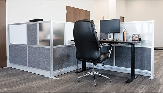 Workflow Modular Wall | Room Divider with Whiteboard, Sound Dampening, & Frosted Acrylic Panels | Expandable Office Partition for Privacy & Stability (70" x 70")