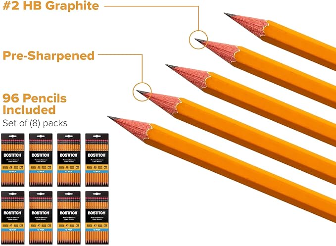Bostitch Office Premium #2 Pencils, American Cedar Wood, Pre-Sharpened, HB Graphite, 36-Pack