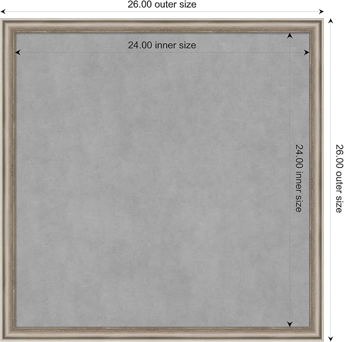 Amanti Art Silver Framed Magnetic Board 26x26 Medium Vision Board for use with Magnets, 100% Metal Sheet to Display Items as Office Decor or for Home Organization in mudroom, Kitchen or Kids Room
