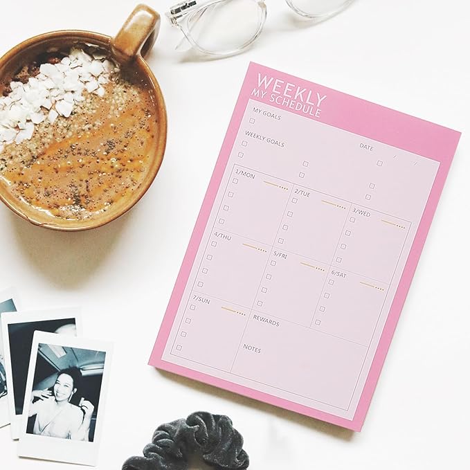 Didiseaon 2pcs Weekly and Monthly Schedule Notepad Undated Planner with Checklist for Work and Study Minimalist Paper Organizer for Goal Tracking and Habit Planning Candy Planning Pads