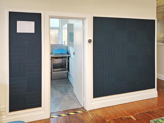 DECORITA Felt Bulletin Board Tiles | Modern Cork Board Alternative | Large Cork Boards for Walls | Aesthetic Felt Wall Panels for Office & Home Decor | Pinboard & Photo Board (24-Pack) | Gray Black