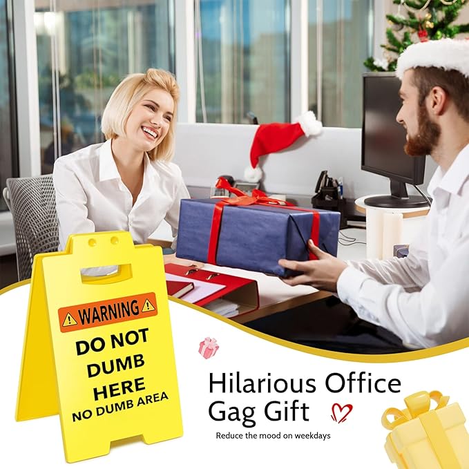 Smilelife Funny Office Cubicle Decor No Dumb Area Desk Sign Team Office Gag Gifts for Coworker Teammate Employee Boss Manager