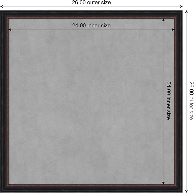 Amanti Art Black Framed Magnetic Board 26x26 Medium Vision Board for use with Magnets, 100% Metal Sheet to Display Items as Office Decor or for Home Organization in mudroom, Kitchen or Kids Room