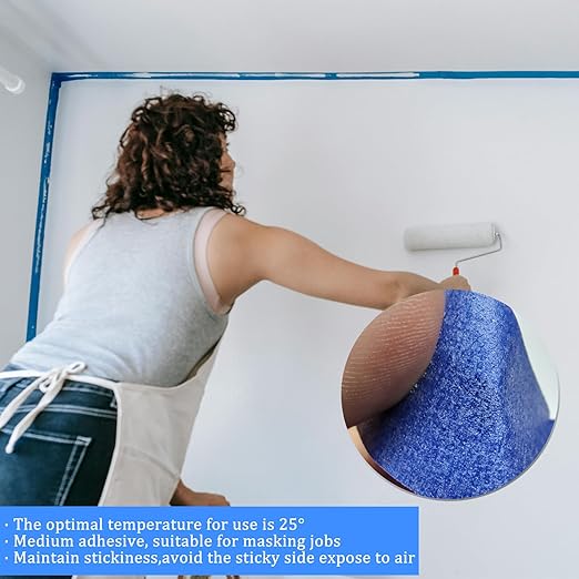 SmaringRobot Blue Masking Tape, Painters Tape, Painting Tape (1442.4yd=0.94IN*60.1yd*24), Original Multi-Surface Easy Removal Paint Tape with Medium Adhesive Backing for Indoor Outdoor Use, 24 Rolls