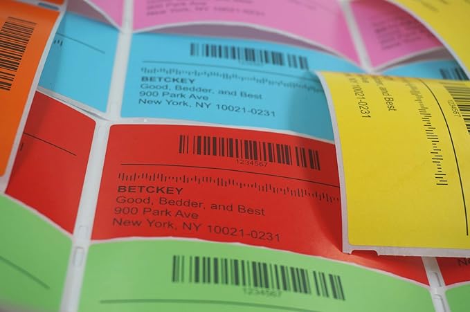 BETCKEY - 4" x 1" Multipurpose Labels Compatible with Zebra & Rollo Label Printer,Premium Adhesive & Perforated[Light Blue, 6 Rolls, 8250 Labels]