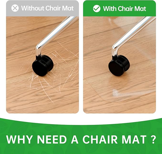 100pointONE Office Chair Mat for Hardwood Floors, Easy Glide Floor Mat for Rolling Chair & Computer Desk, Clear Desk Chair Mat for Home Office Rolling Chairs 46" x 60"