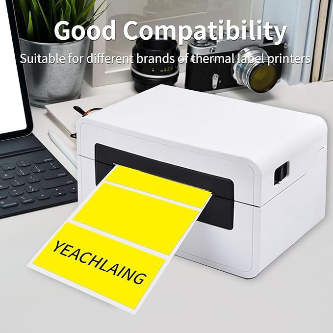 3×5 Inch Yellow Removable Thermal Labels,Waterproof Thermal Label,240 Sheets per Roll with Perforated Lines