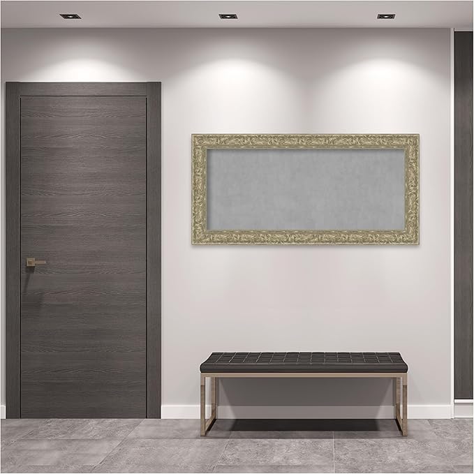 Amanti Art Silver Framed Magnetic Board 27x55 Oversize Vision Board for use with Magnets, 100% Metal Sheet to Display Items as Office Decor or for Home Organization in mudroom, Kitchen or Kids Room