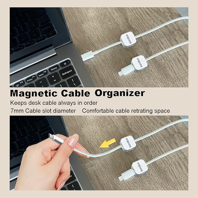 Magnetic Cable Clips Cord Organizer Holder,10-Pack Cable Management Cord Clips,Adhesive Phone Cable Wire Charger Cord Holder For Nightstand Desk Charging Cords Wall Car Desktop Office (10, white)