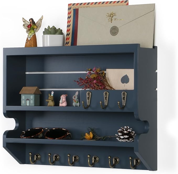 Mutsault Key Holder for Wall, Mail Organizer Wall Mounted, Gray