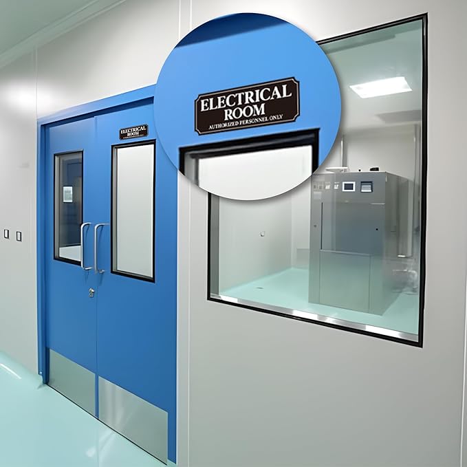 Electrical Room Door Sign for Business，Self-Adhesive Durable Modern Electrical Closet Room Sticker for Home, UV and Weather Resistant Authorized Personnel Only Signs for Business ，Workplace