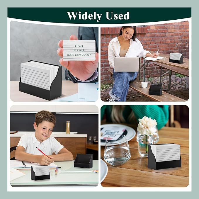 SHIQIKEJIPTY 2 Pack Black Index Card Holder 3 X 5 Note Card Organizer Acrylic Index Card Box Flash Card Storage Box Postcard Display Stand Business Card Holder Desktop for Business Office(No Card)