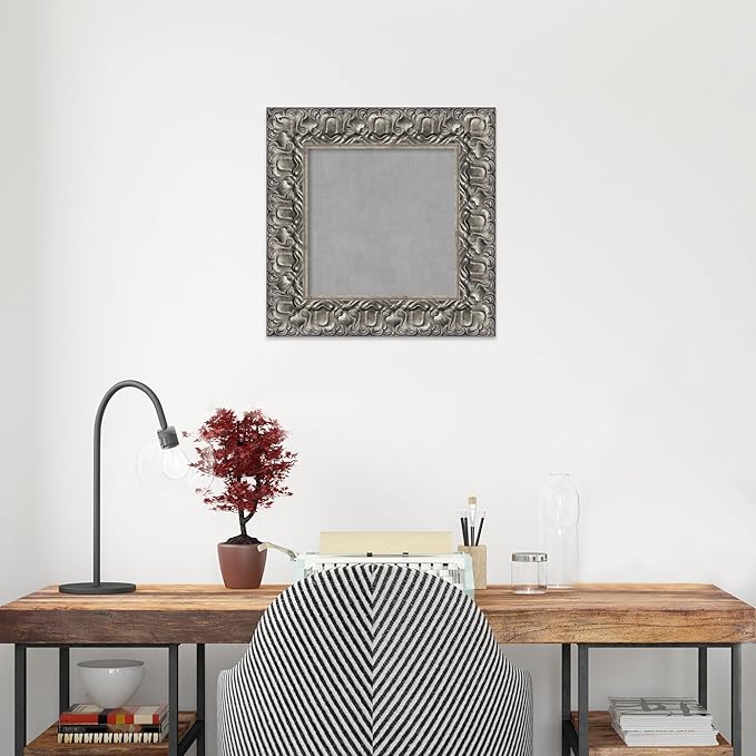 Amanti Art Silver Framed Magnetic Board 18x18 X-Small Vision Board for use with Magnets, 100% Metal Sheet to Display Items as Office Decor or for Home Organization in mudroom, Kitchen or Kids Room