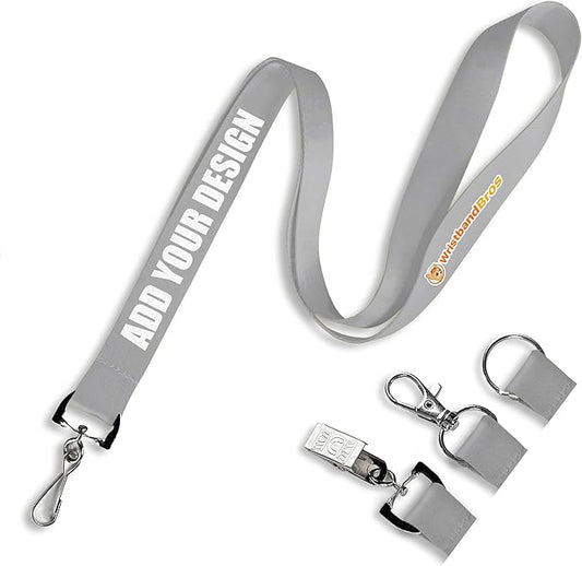 Wristband Bros Custom Lanyards For ID Badges, Keys & More | Add Text & Logos | Choose Your Attachment | Bulk Quantities For Events