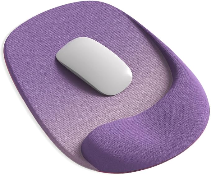 ErgoEase Ergonomic Mouse Pad with Gel Wrist Support - Premium Lycra Fabric, Non-Slip, Ideal for Laptop & Desktop, Office & Gaming，Desk Accessories (06Amethyst Shade)