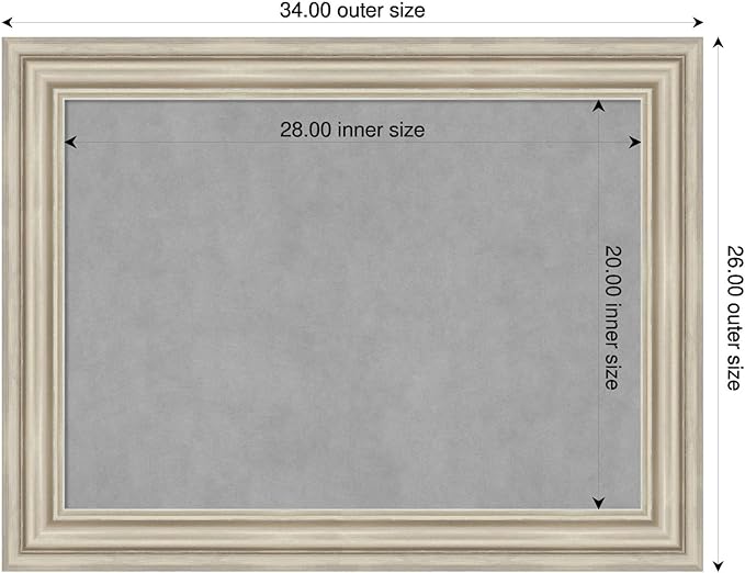 Amanti Art Silver Framed Magnetic Board 26x34 Medium Vision Board for use with Magnets, 100% Metal Sheet to Display Items as Office Decor or for Home Organization in mudroom, Kitchen or Kids Room