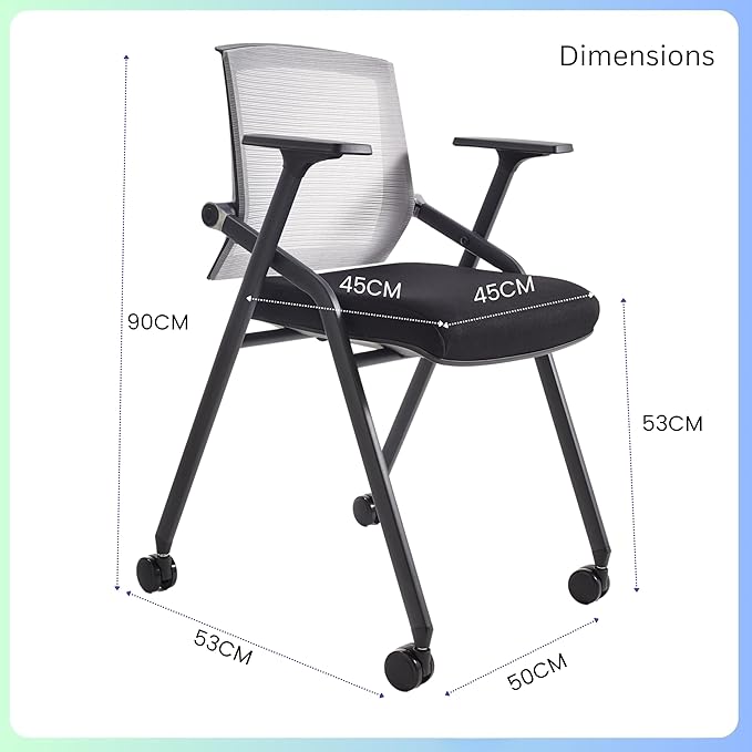BLANEDUO, 16 Pack Conference Room Chairs, Folding Office Desk Chair with Lumbar Support and Sliding Armrest, Stackable Office Guest Chairs & Reception Chairs