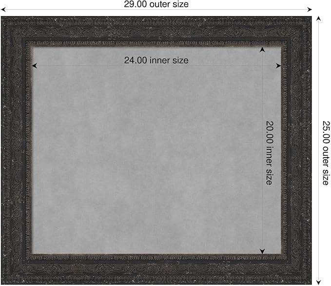 Amanti Art Black Framed Magnetic Board 25x29 Medium Vision Board for use with Magnets, 100% Metal Sheet to Display Items as Office Decor or for Home Organization in mudroom, Kitchen or Kids Room