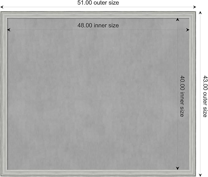 Amanti Art Silver Framed Magnetic Board 43x51 Oversize Vision Board for use with Magnets, 100% Metal Sheet to Display Items as Office Decor or for Home Organization in mudroom, Kitchen or Kids Room
