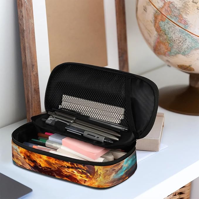 Pardick Pencil Case，Basketball Fire Big Capacity Pencil Pouch Coin Pouch Stationery Organizer For Teen School
