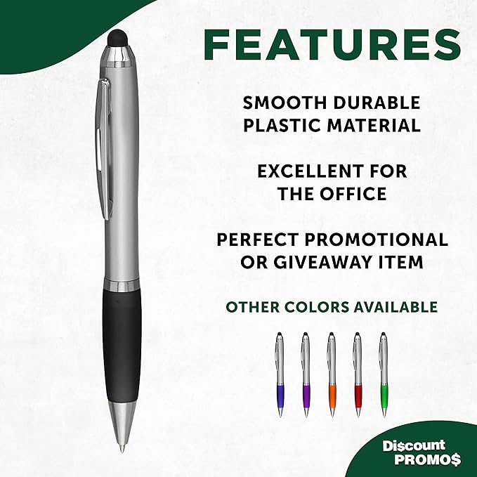 DISCOUNT PROMOS Stylus Ballpoint Pens Set of 10, Bulk Pack - Black Ink, Great for Office, School, Business, Tradeshows, Events - Black