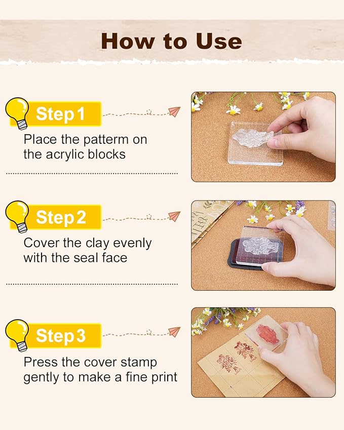 UCEC 7 Pieces Acrylic Stamp Block Clear Stamping Tools Set with Grid Lines Stamps for Crafting, Scrapbooking & Stamping Supplies Card Making, Assorted Sizes