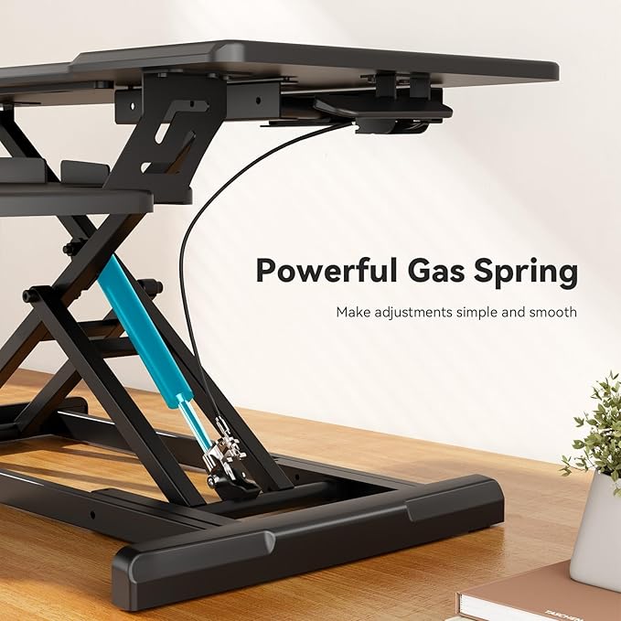 JYLH JOYSEEKER 35" Standing Desk Converter, Height Adjustable Desktop Riser with Keyboard Tray for Two Monitors, Sit to Stand up Computer Workstation for Home Office, Black