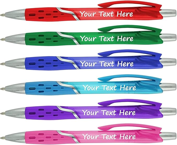 Personalized Ballpoint Pens With your Custom Logo or Text-300 Pack Bulk-for Businesses, Parties, and Events, Custom Printed, Vivid Colored Translucent Barrel, Click Pens, Black Ink, Assorted Colors