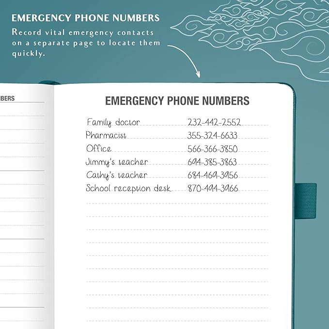 Legend Planner Address Book with Alphabetical Tabs – Mini Telephone Contacts Book for Phone Numbers, Addresses, Passwords, Small (Dark Teal)
