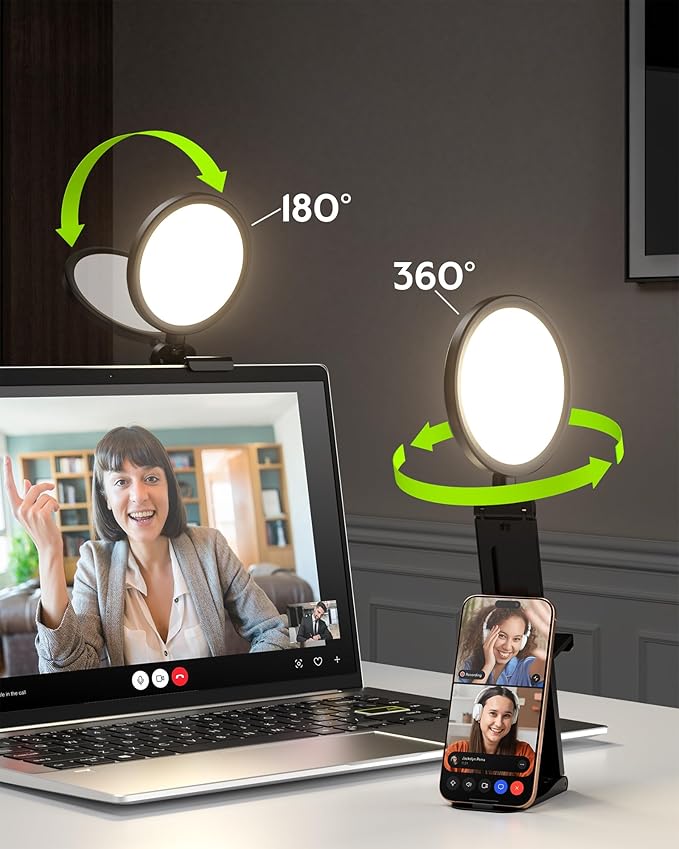 Computer Zoom Lighting for Video Conference, 5" Eye-Caring Ring Light with 50 Modes CRI>97.8, 3000K-6500K for Video Recording/Streaming/Selfie, Desk Lights for Phone/Laptop/Webcam/Monitor