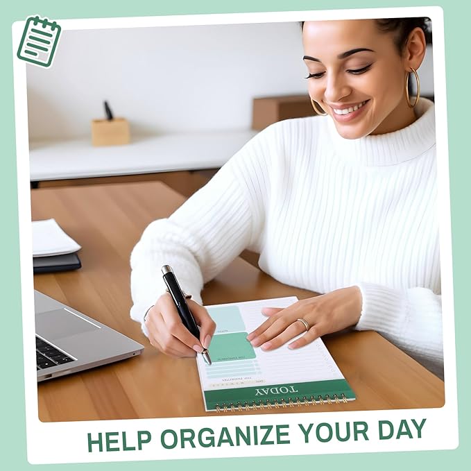 to Do List Notepad with 60 Tear Off Sheets, 6.7 x 9.8" to Do List Notebook for Work Perforated Daily Planner with Task Checklist for Home School Office Personal Organizers, Green