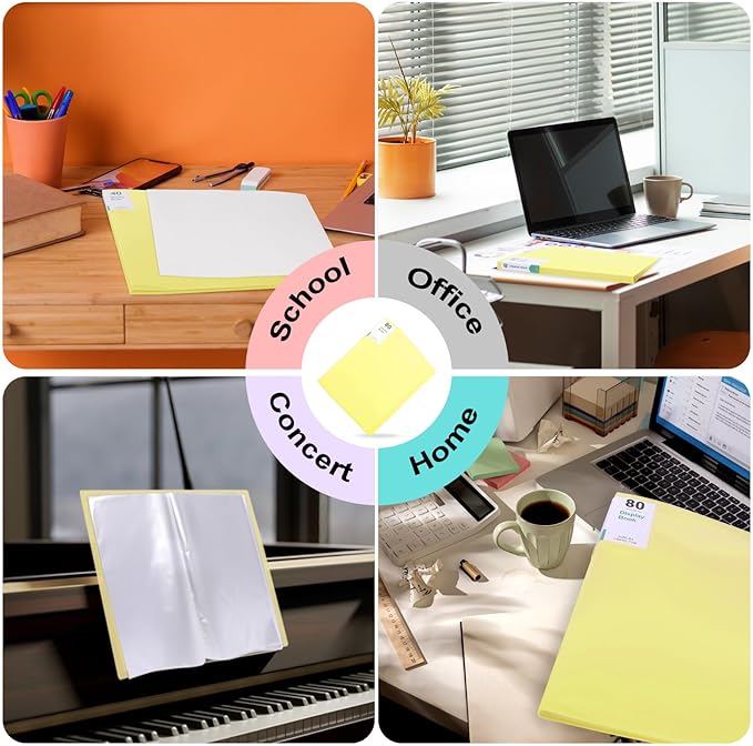 Phyxin Portfolio Binder, 80-Pocket Portfolio Folder 8.5" x 11", Displaying 160 Page Binder with Plastic Sleeves, Plastic Folders for Women & Men, Students, Teachers, Yellow