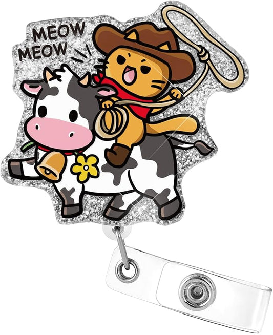 Aoryalps Meow Meow Retractable Badge Reel Holder Retractable with ID Clip for Nurse Nursing Name Tag Card Nursing Student Teacher Doctor Medical Assistant Work Office Clip-Gifts for Nurse