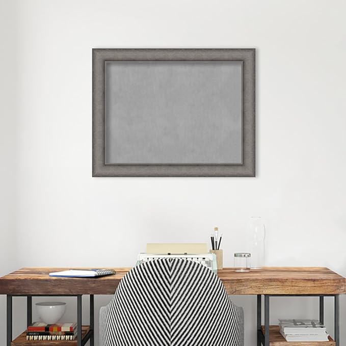 Amanti Art Grey Framed Magnetic Board 22x28 Medium Vision Board for use with Magnets, 100% Metal Sheet to Display Items as Office Decor or for Home Organization in mudroom, Kitchen or Kids Room