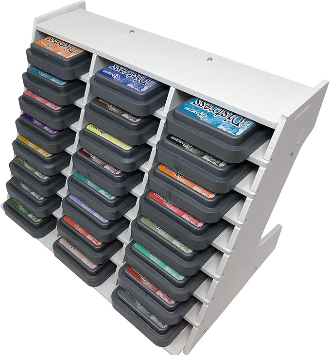 Pixiss Ink Pad Storage Holder and Stamp Pad Storage for Distress Oxide Ink and Others Sits Horizontal or Vertical - Stores 24 Ink Pads Craft Storage Organizer