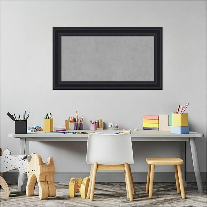Amanti Art Black Framed Magnetic Board 16x28 Small Vision Board for use with Magnets, 100% Metal Sheet to Display Items as Office Decor or for Home Organization in mudroom, Kitchen or Kids Room