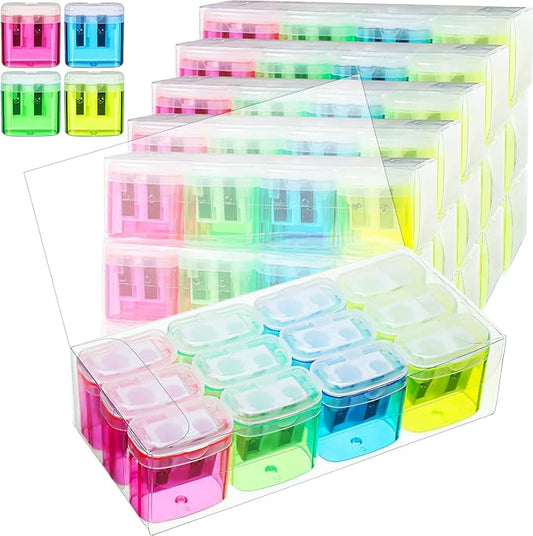 Teling 660 Pcs Manual Pencil Sharpeners Bulk Handheld Dual Holes Pencil Sharpeners for Kids Colorful Portable Compact Sharpener with Lid for Students School Class Home Office Supply