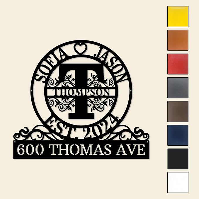 Custom Metal Signs | Personalized Monogram Name Sign | Outdoor Wall Art for Family Name | Custom Name Metal Sign, Last Name, Anniversary, Wedding Gifts for Husband, Wife, Parents, Couple