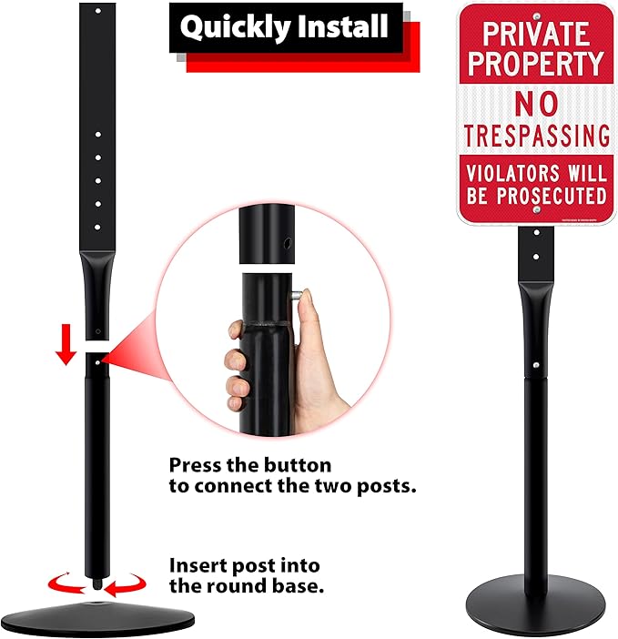 VAIIGO 2Pack Heavy Duty Cast Iron Sign Stand - 48" Outdoor Portable Pedestal Post - Display Road Sign, Construction Sign Holder (Black)