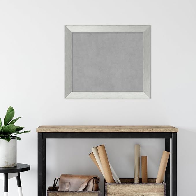 Amanti Art Silver Framed Magnetic Board 24x28 Medium Vision Board for use with Magnets, 100% Metal Sheet to Display Items as Office Decor or for Home Organization in mudroom, Kitchen or Kids Room
