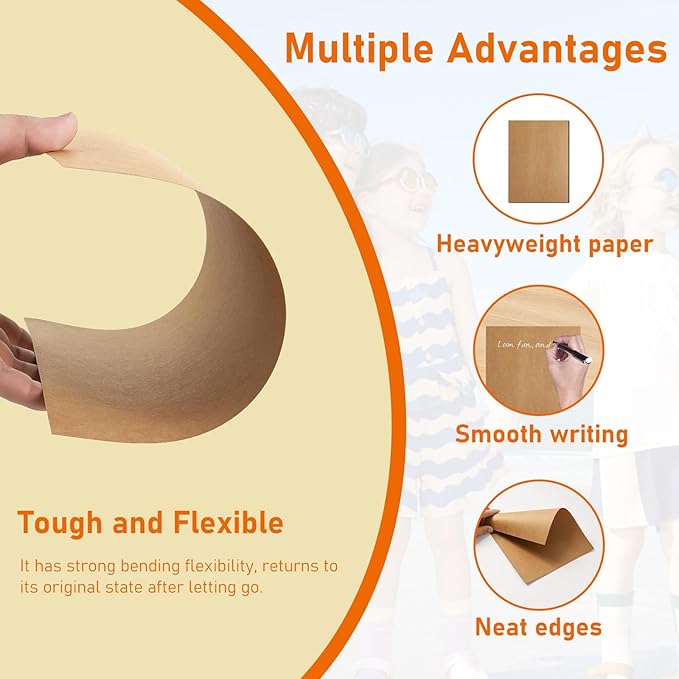 Guakicae 150 Sheets Brown Cardstock 4 x 6 Kraft Paper, 300gsm/110lb Heavyweight Flat Card Stock Printer Paper for DIY Card Making, Wedding Invitations, Greeting Cards, Stationery, Graduations