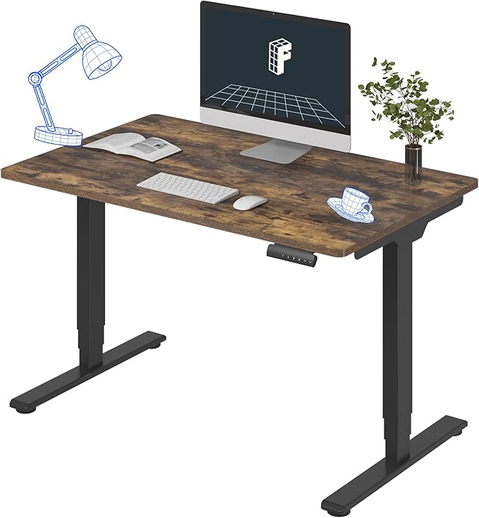FlexiSpot E6 3-Stage Dual Motor Electric Standing Desk 48 x 30 Sit Stand Up Desk, Holds 220 lbs, Adjustable Height w/ Memory Presets, One-Piece Special Walnut Desktop & Black Frame, Ships in 2 Boxes